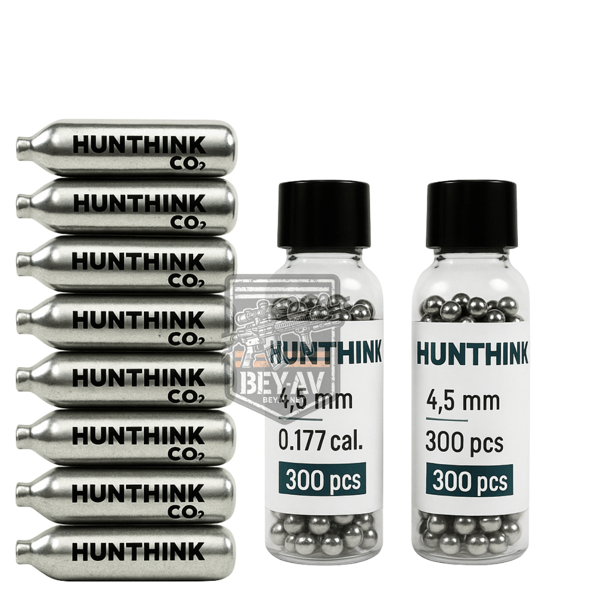 Havalı Tabanca Co2Tüp 10 adet - Hunthınk Saçma 300lü 2 adet