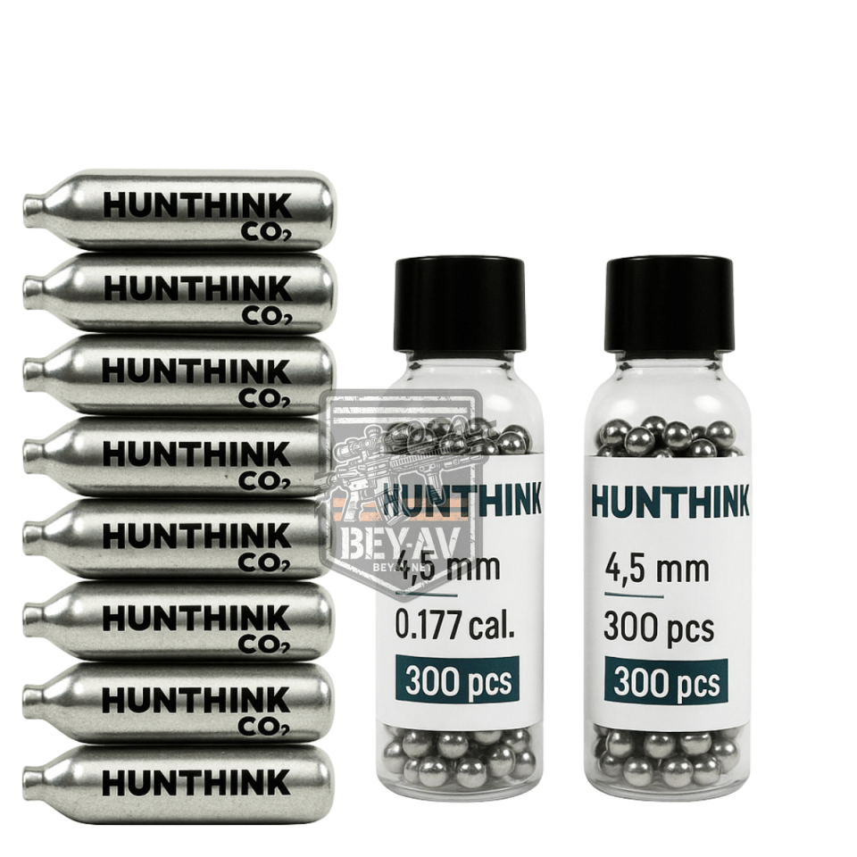 Havalı Tabanca Co2Tüp 10 adet - Hunthınk Saçma 300lü 2 adet