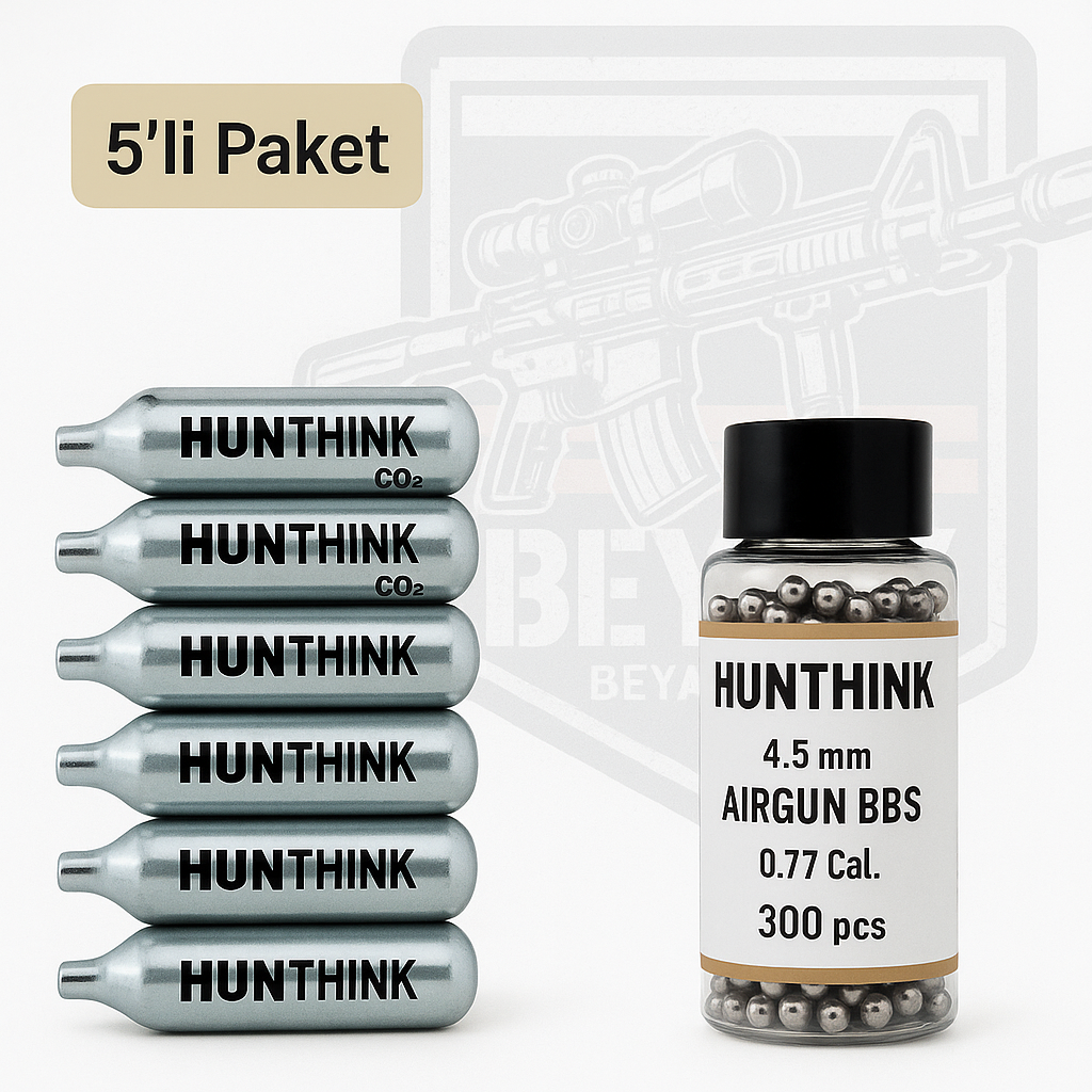 Havalı Tabanca Co2Tüp 5 adet - Hunthınk Saçma 300lü 1 adet