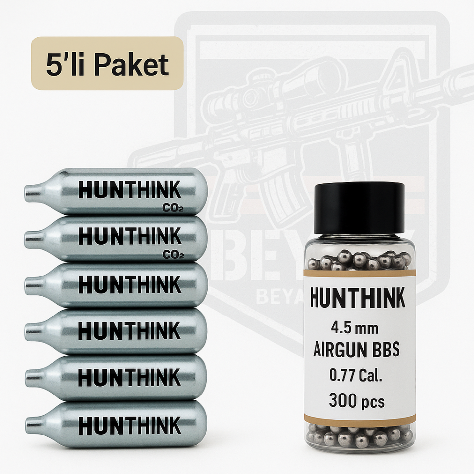 Havalı Tabanca Co2Tüp 5 adet - Hunthınk Saçma 300lü 1 adet