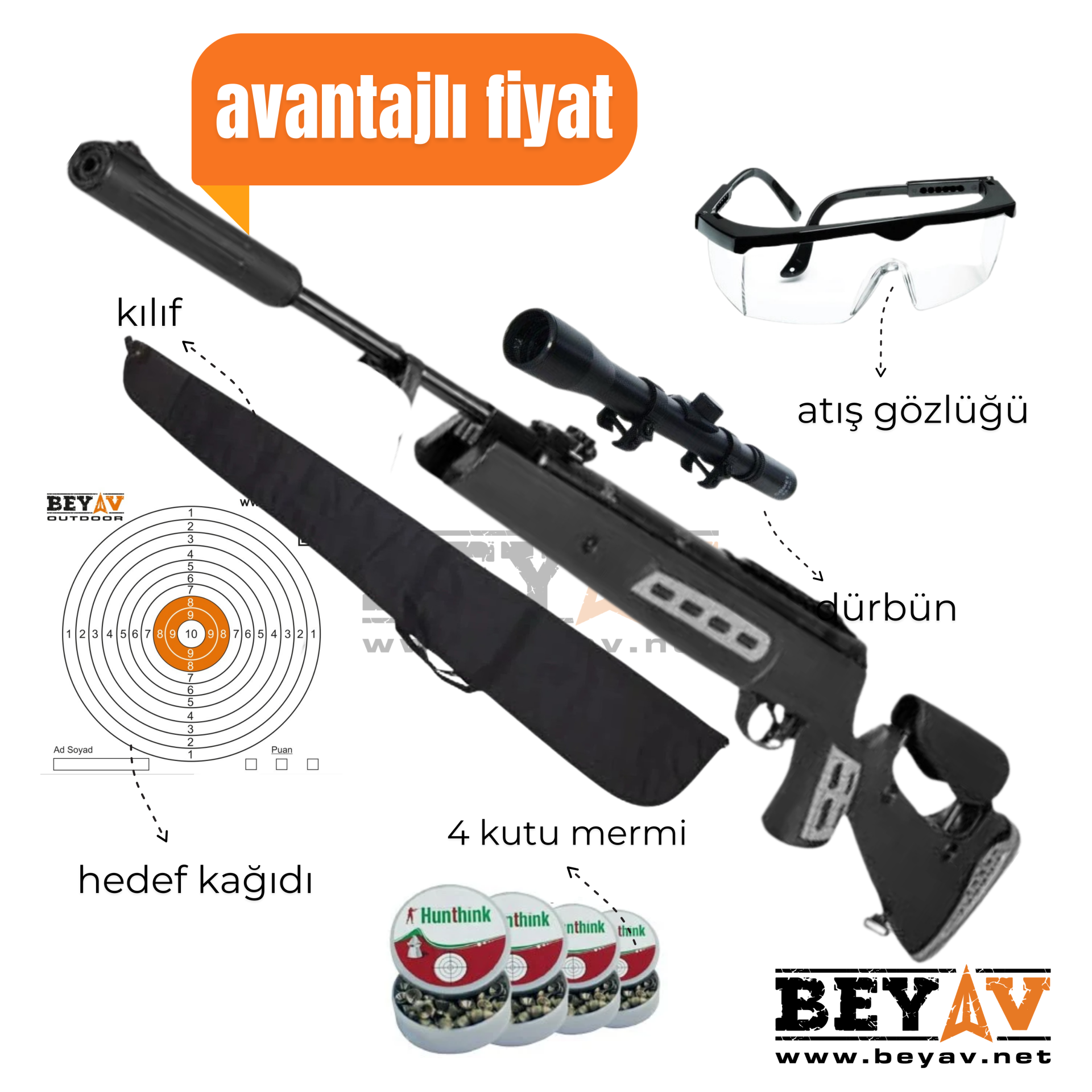 Hatsan Mod 125 Sniper Vortex Havalı Tüfek, 5.5mm-Avantajlı Set