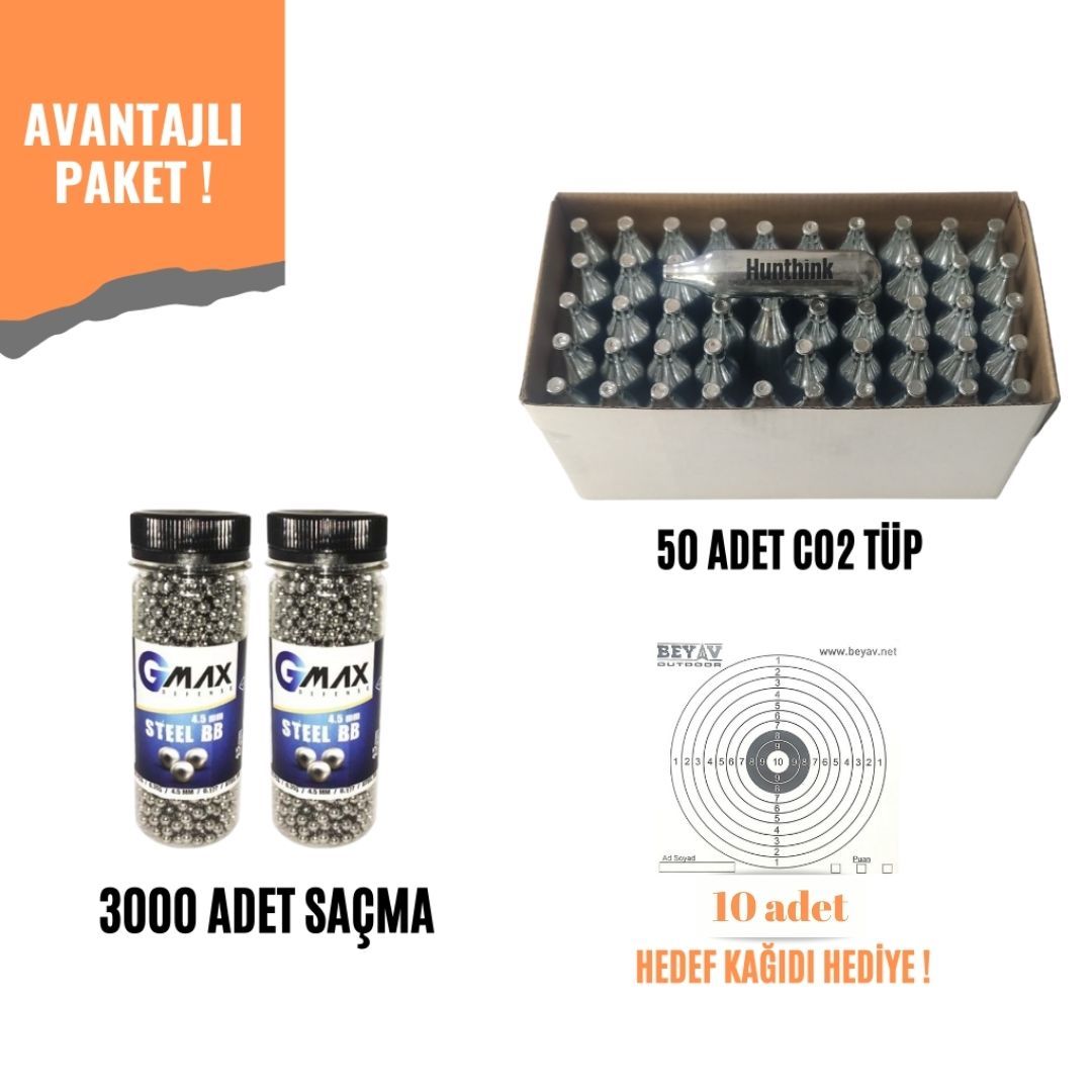 Avantajlı Havalı Tabanca Bb ve CO2 50 Tüp seti