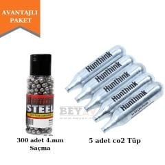 Havalı Tabanca Co2 Tüp 5 adet - Hunthınk Saçma 1 adet 300lü