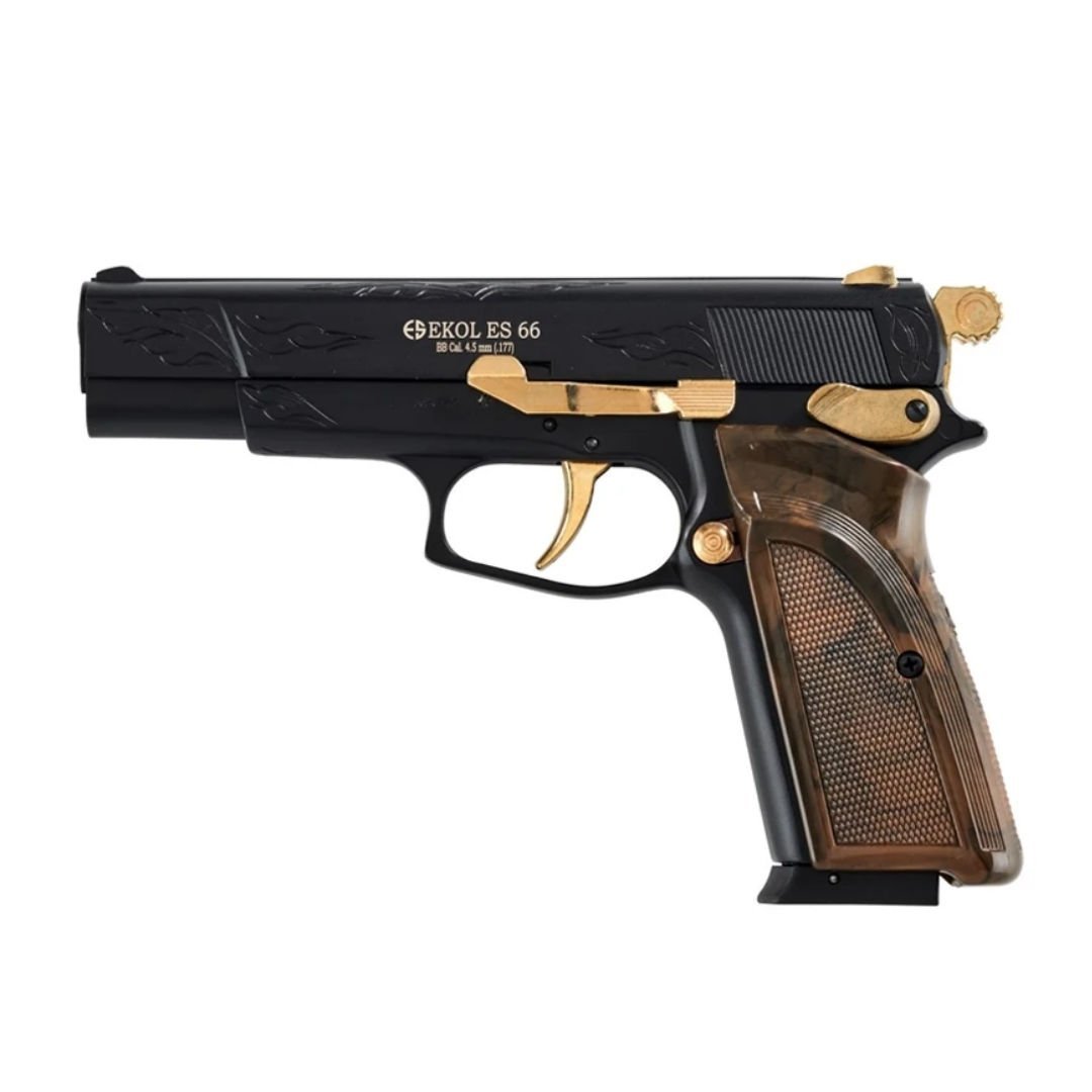 Ekol  Es66 Havalı Tabanca 4.5 mm - Siyah Altın İşlemeli