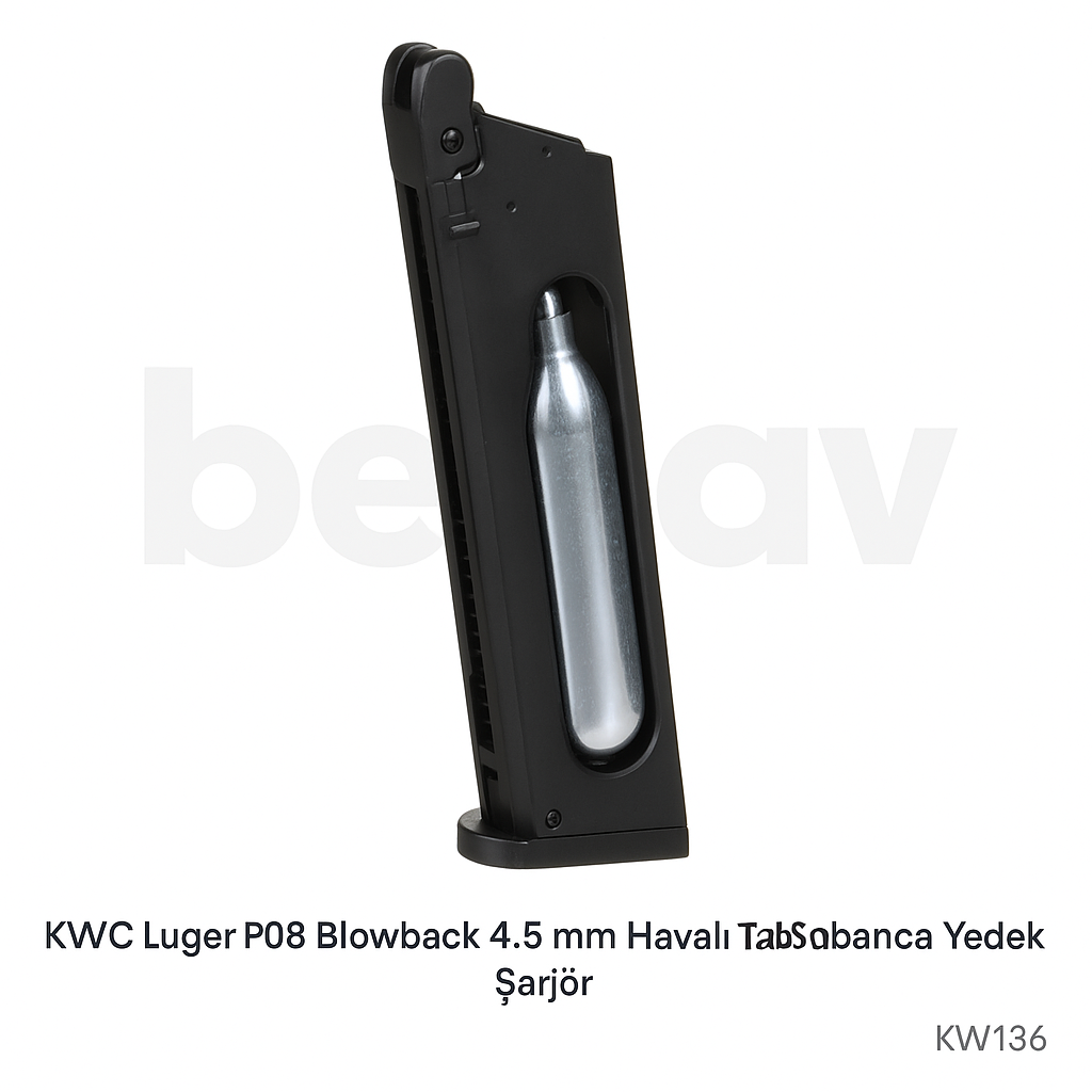 KWC P08 Luger 4.5 mm CO2 Yedek Şarjör – KW136