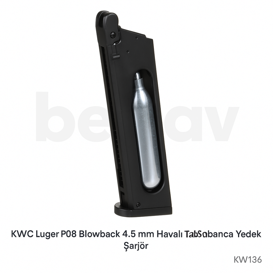 KWC P08 Luger 4.5 mm CO2 Yedek Şarjör – KW136