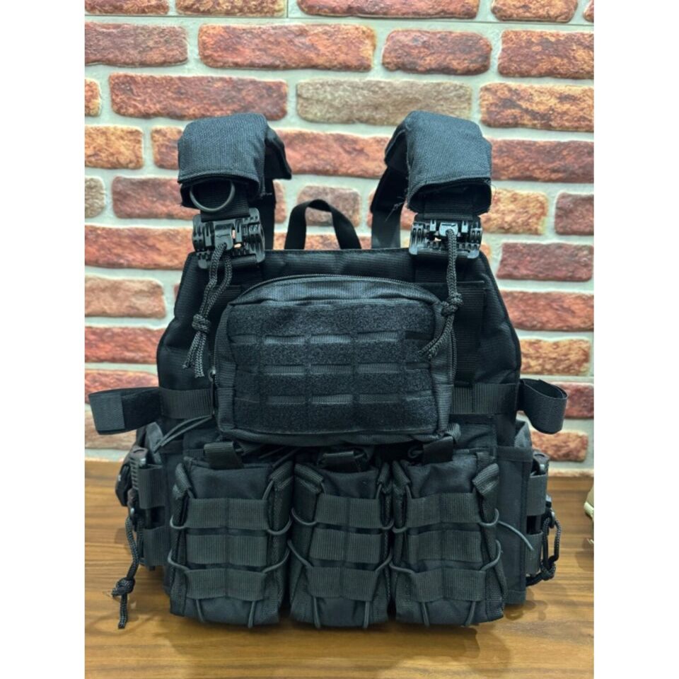 Hunthink Taktikal Çift Kurtarmalı Hücum Yeleği Siyah