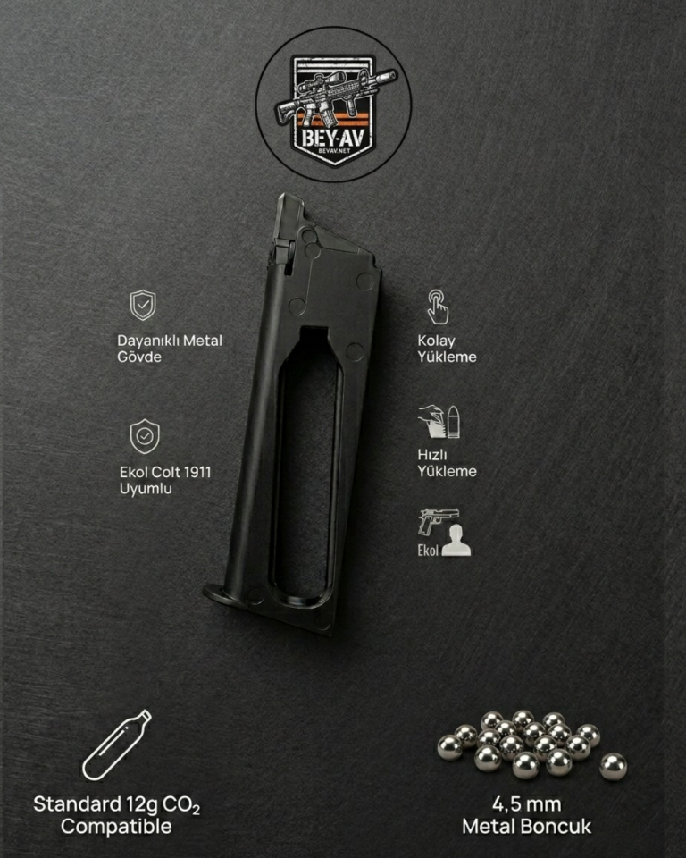 Ekol Colt 1911 Havalı Tabanca Şarjörü CO2 4.5 mm Yedek Şarjör