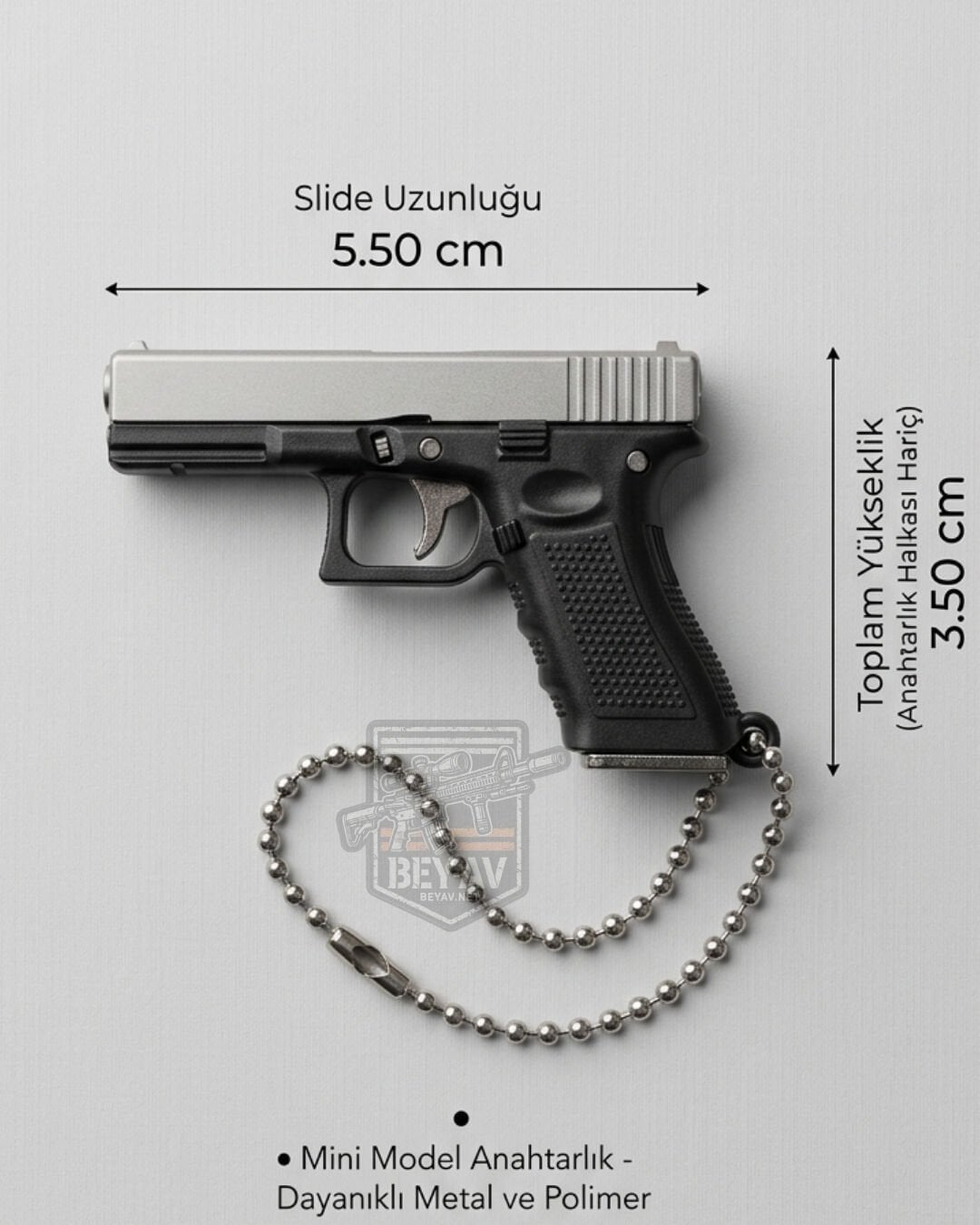 Mini Model Glock Tabanca Anahtarlık (5.5 cm) – Metal Gövde, Gerçekçi Tasarım & Hareketli Parçalar
