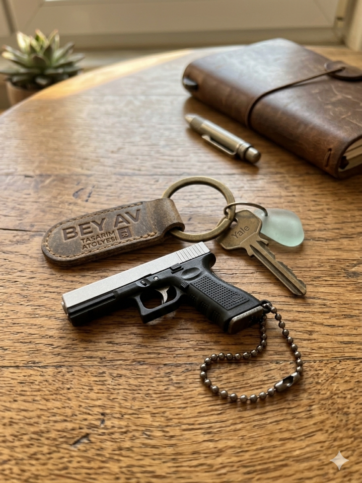 Mini Model Glock Tabanca Anahtarlık (5.5 cm) – Metal Gövde, Gerçekçi Tasarım & Hareketli Parçalar