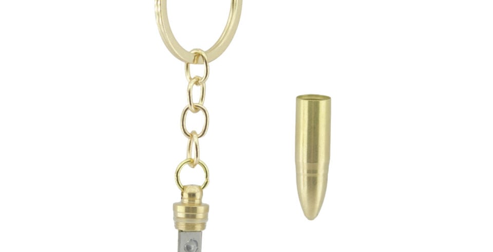 Mermi Tasarımlı Mini Bıçaklı Metal Anahtarlık – Altın Renk