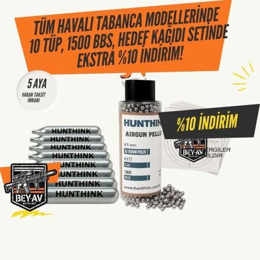 Tüm havalı tabanca Modellerinde 10 Tüp, 1500 BBs, 